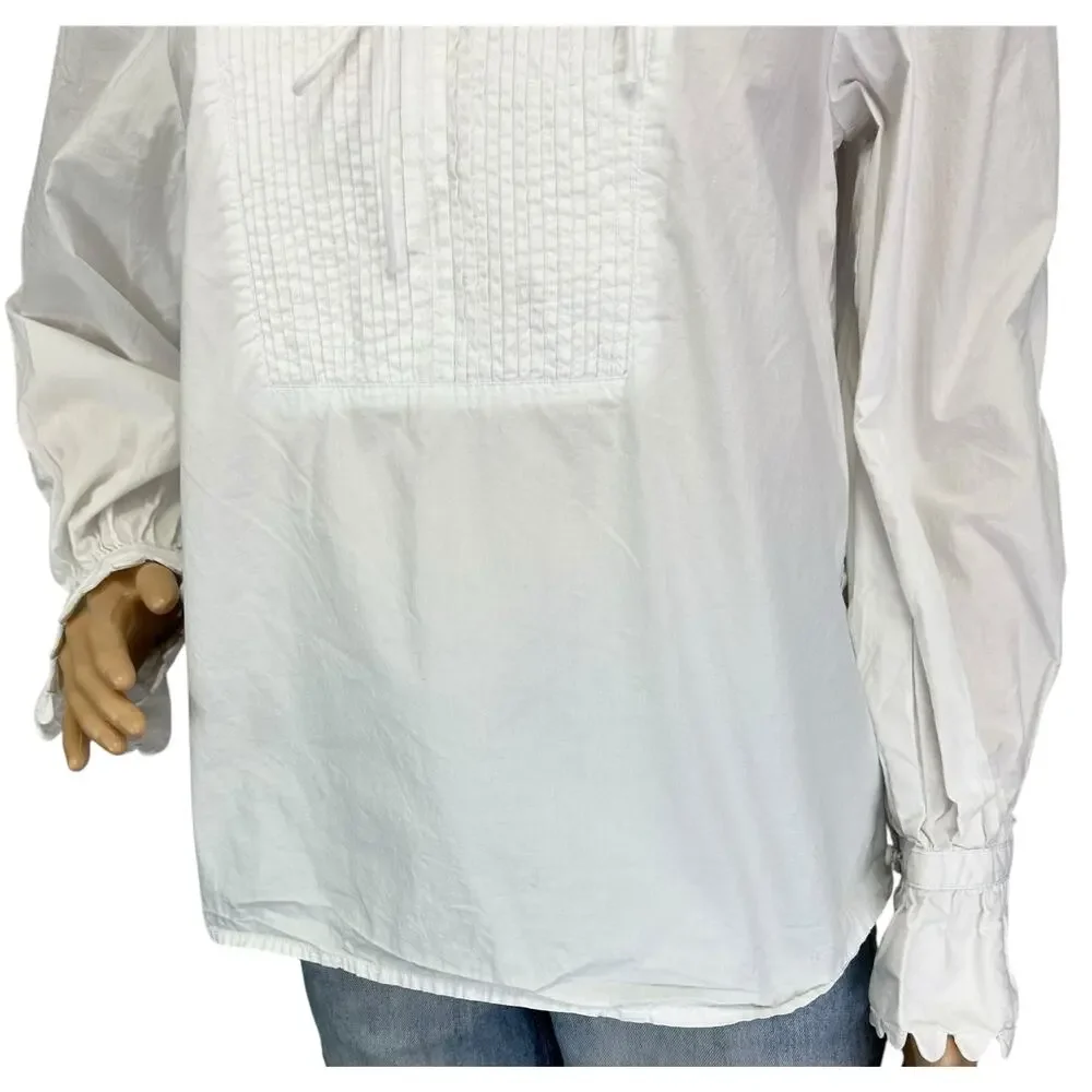 J. Crew Scalloped Cotton Poplin Popover Top White BL156 Size S - Picture 10 of 14